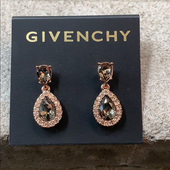 Givenchy Jewelry - Givenchy Rose Gold Chocolate Rhinestone Earrings